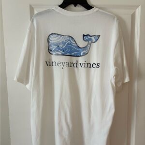 Vineyard Vines White Tee with Blue Whale Graphic